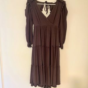 Long Sleeve Smocked Midi Dress